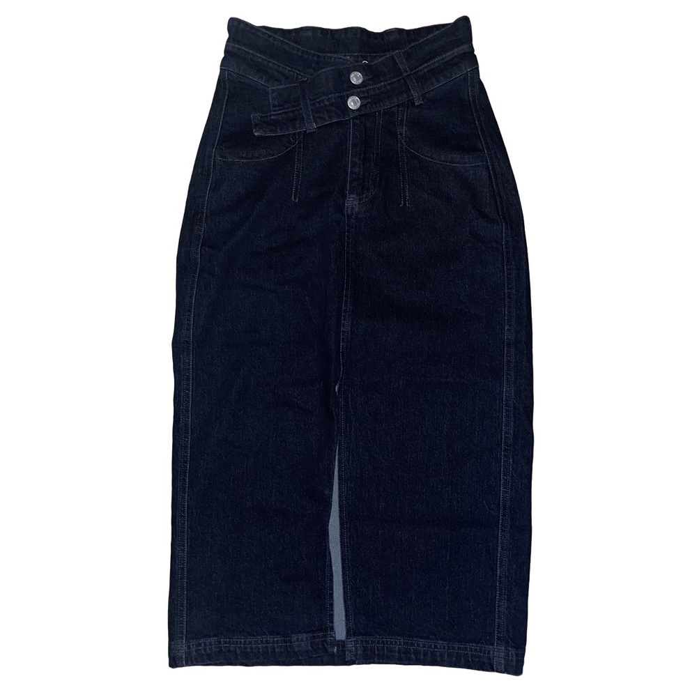 Anthropologie Pilcro The Arden Double-Waist Midi Skirt Dark Wash Size 0